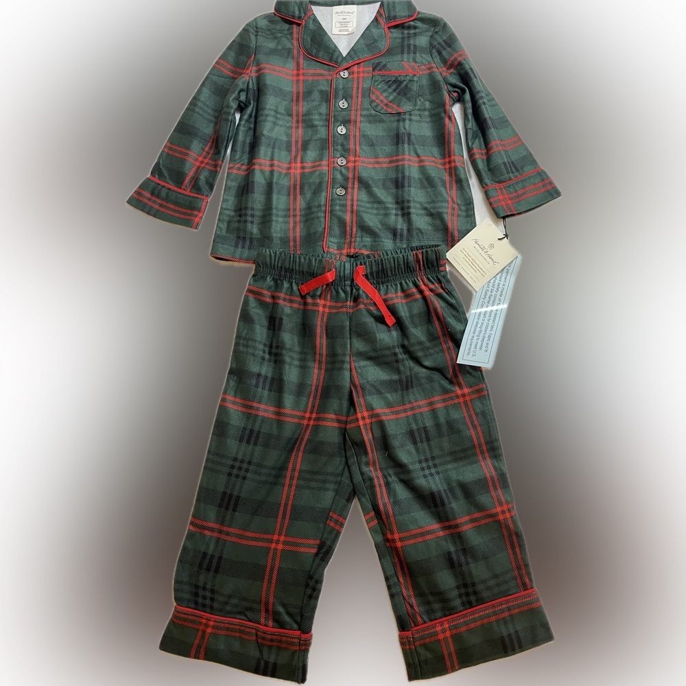NWT Hearth and Hand Tartan Plaid 2-pc Pajama Set  Green & Red Size 18M - Picture 6 of 6